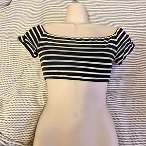 NWT Michael Kors stripe sleeve bikini top
